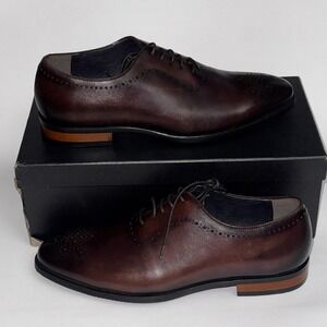 NEW Zanzara Santorini Oxfords Brogue Leather Brown Shoe Men's Size 9.5